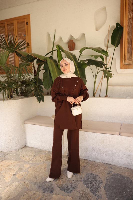 Mocha Pearl Knitted Set