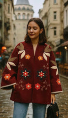Burgundy Bloom Coat