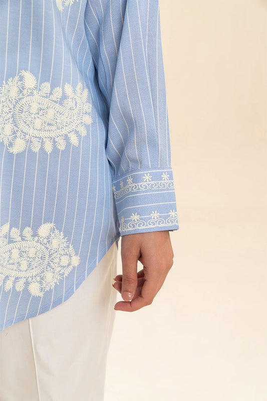 Sky Blue Embroidered Top