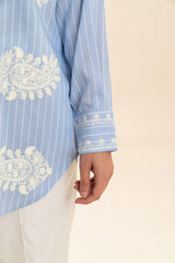 Sky Blue Embroidered Top