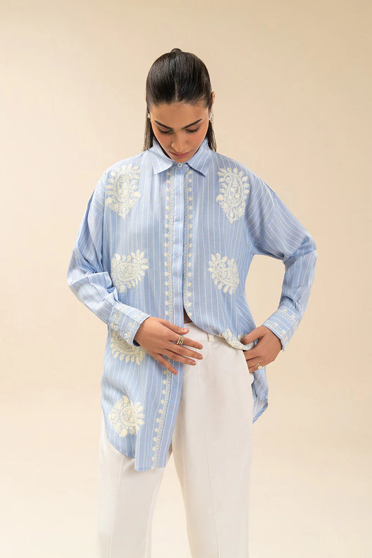 Sky Blue Embroidered Top