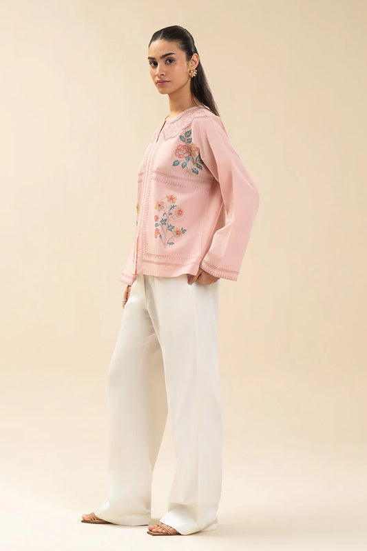Pastel Pink Embroidered Shirt