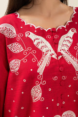 Cherry Red Embroidered Shirt