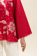 Cherry Red Embroidered Shirt