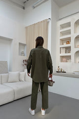 Olive Bloom Denim Set