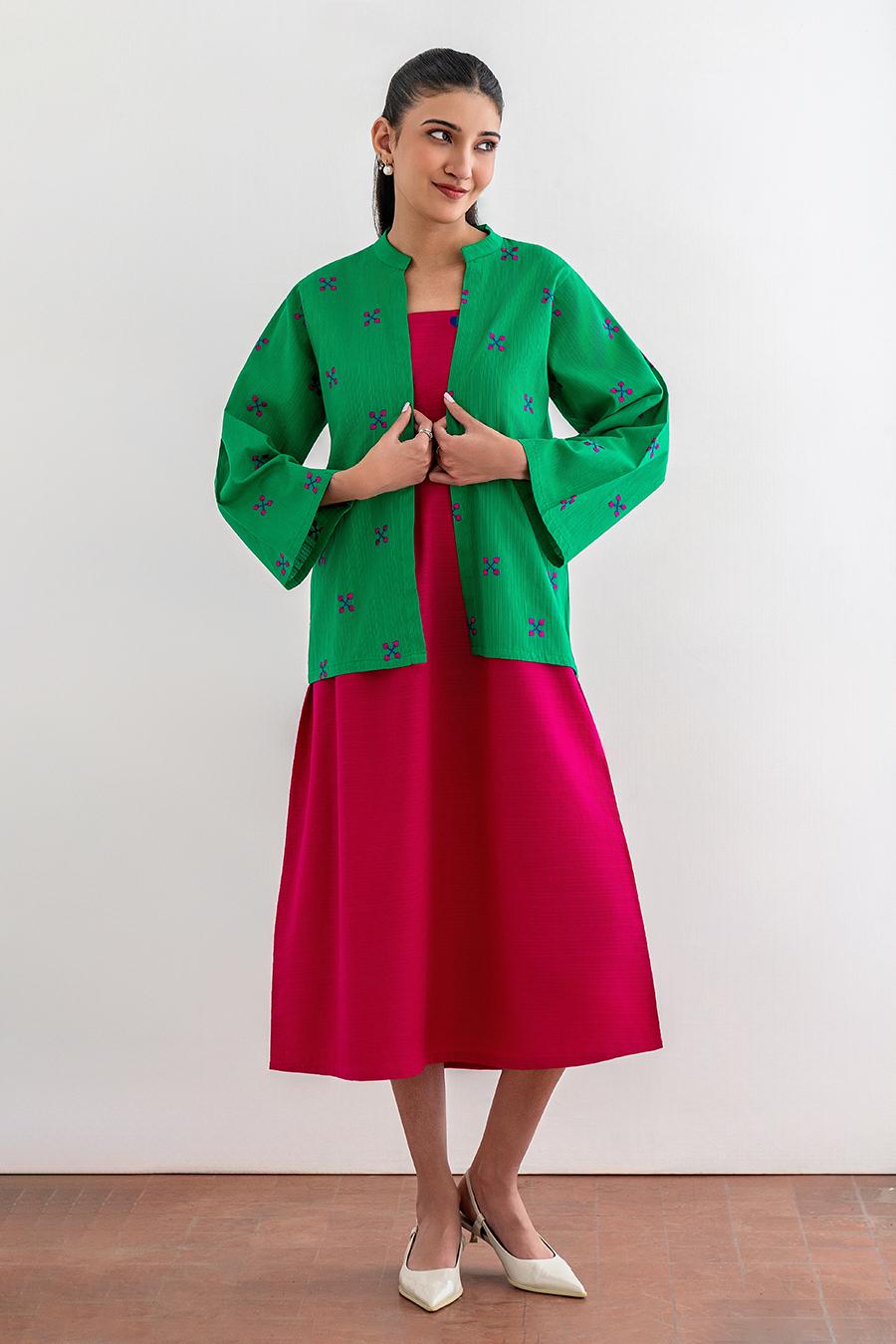 Fuchsia Dress + Shirt Set
