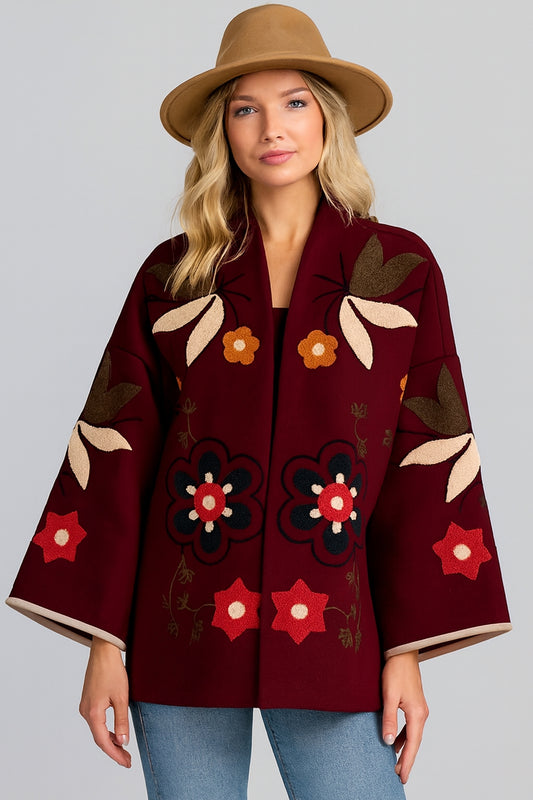 Burgundy Bloom Coat